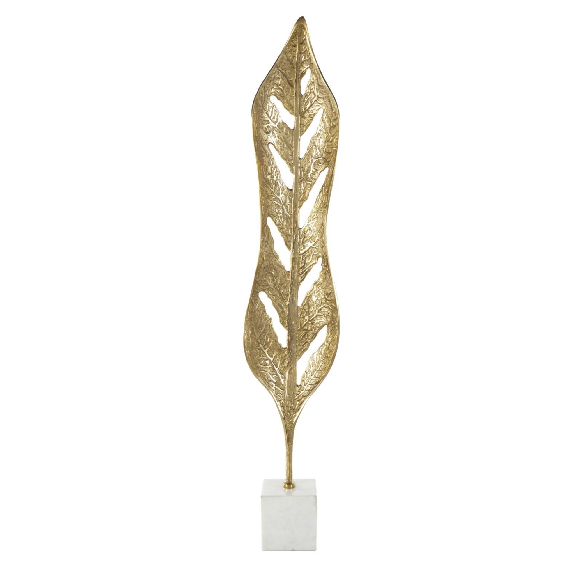 43" Gold Metal Leaf Tall Textured Cutout Sculpture